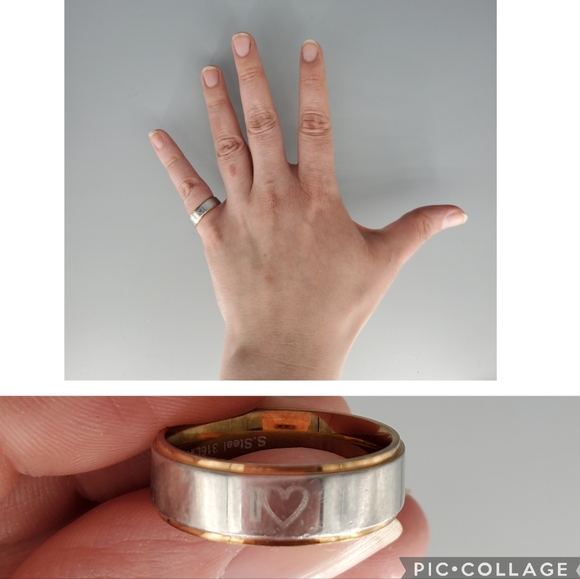 Stainless Steel Heart Wedding Band - Picture 1 of 9